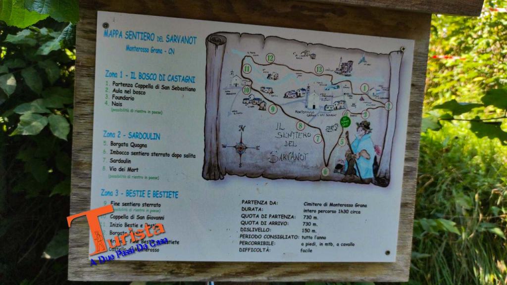 Monterosso Grana, la mappa del sentiero del Sevarnot - Turista A Due Passi Da Casa