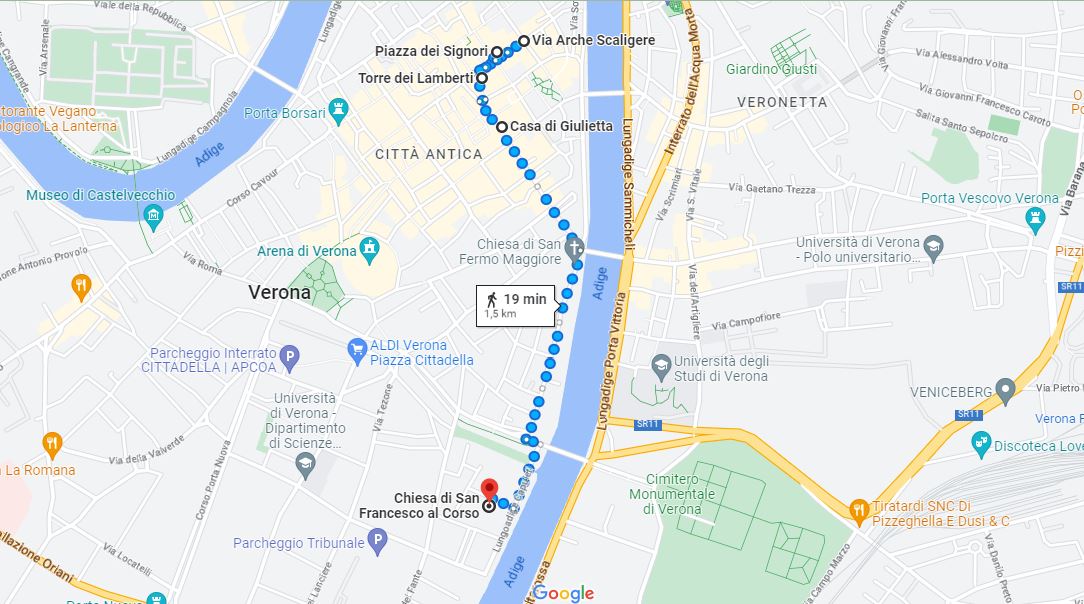 La mappa del percorso - Google Maps - Turista A Due Passi Da Casa